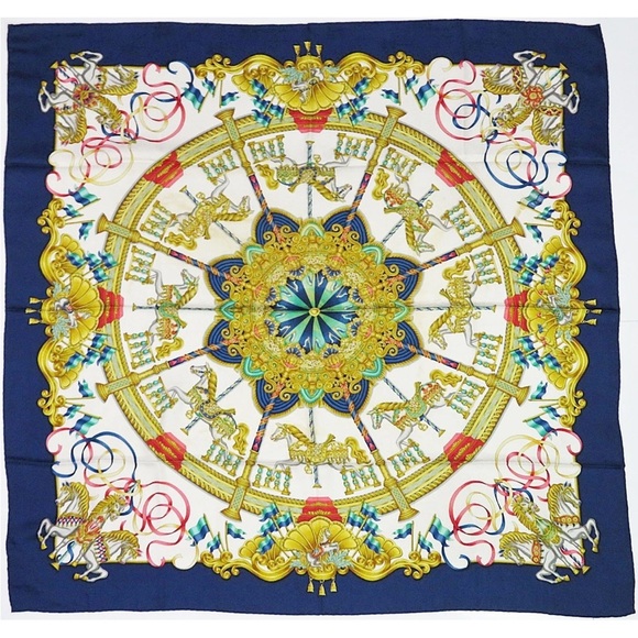 Hermes Multicolor Carousel Silk Scarf - Picture 1 of 12